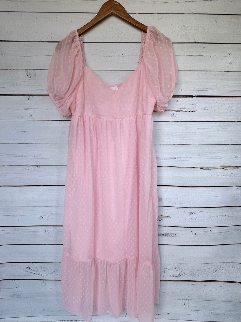 Andrée by Unit Swiss Dot Puff Sleeve Midi Dress Size Medium